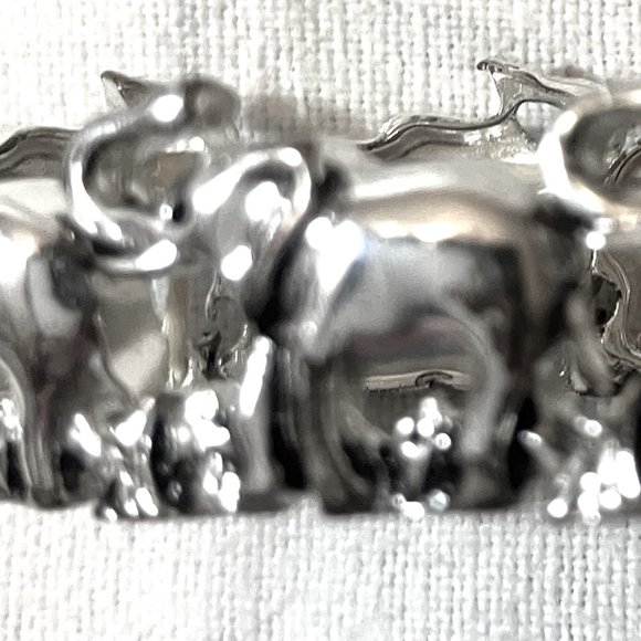 ELEPHANT STRETCH bracelet SILVER TONE  12 links in silhouette - ALABAMA No Brand - Picture 4 of 5